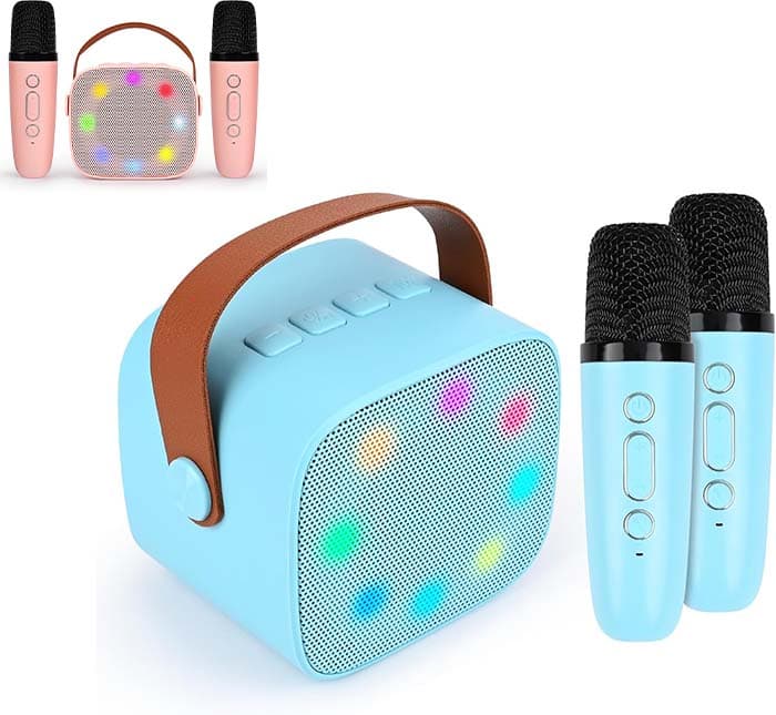 Comius Sharp Microfone Karaoke com 2 microfones sem fios, microfone infantil, máquinas de karaokê para crianças para festas em casa, presentes de aniversário ideais para meninas e meninos