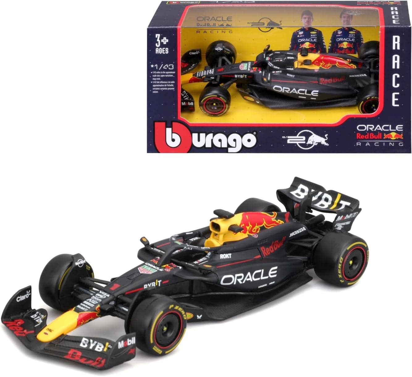 Bburago Red Bull Racing RB20 Verstappen 2024 | Carro em miniatura 1:43 com detalhes realistas para crianças a partir dos 3 anos