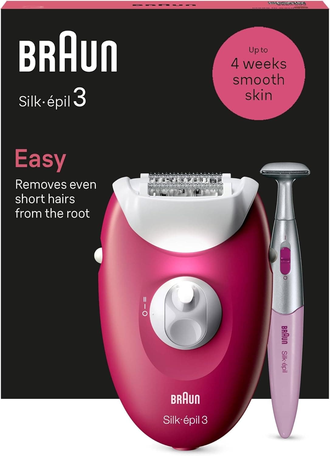 Braun Silk-épil 3, Depiladora com cabo para remoção de pêlo, semanas de pele macia, 3-202