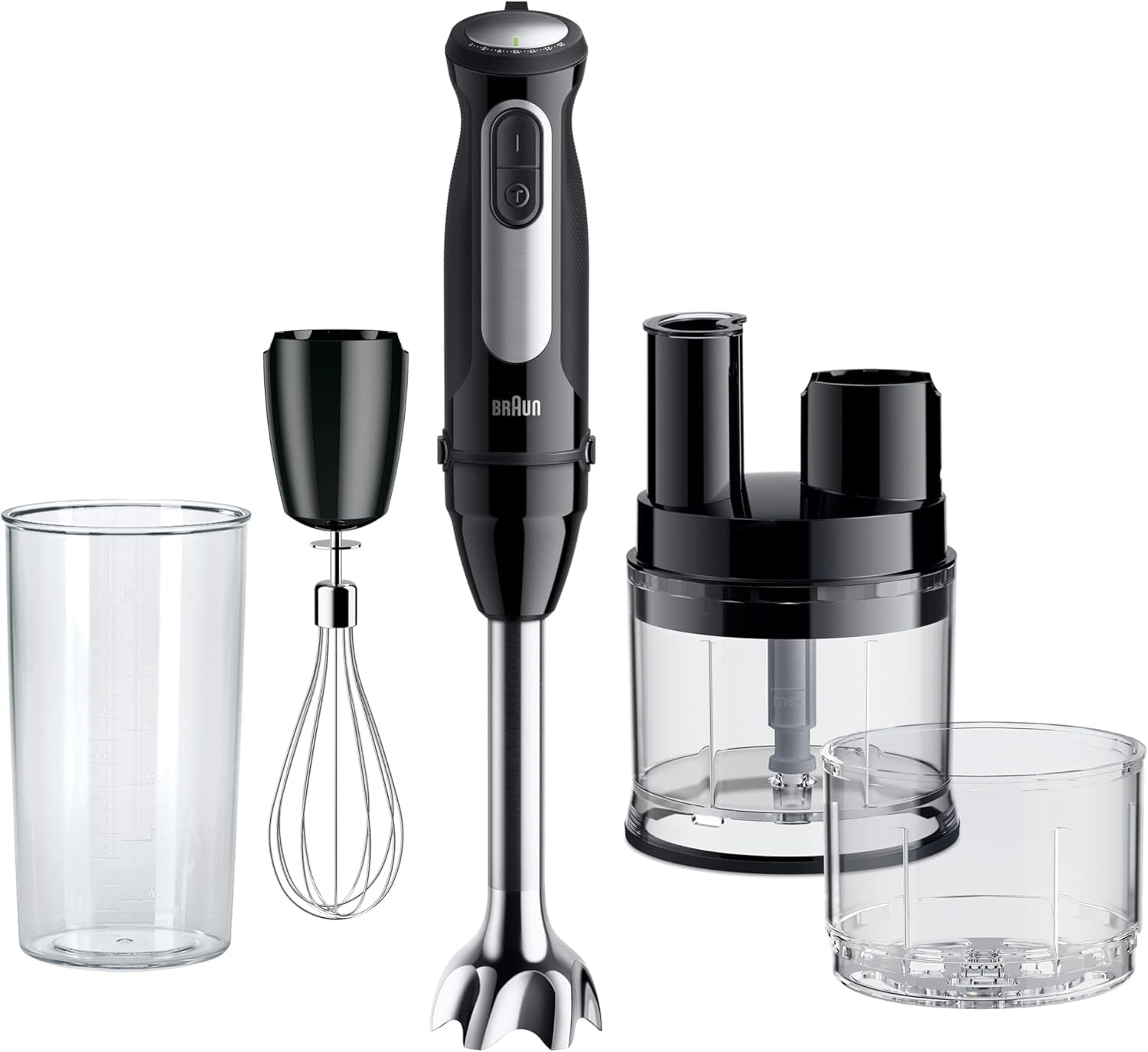 Braun MultiQuick 5 Pro MQ 55755 M, Liquidificadora manual com tecnologia PowerBell Plus, minipimer 25 velocidades + turbo, EasyClick Plus, mini processador de alimentos, máquina de cortar tamanho