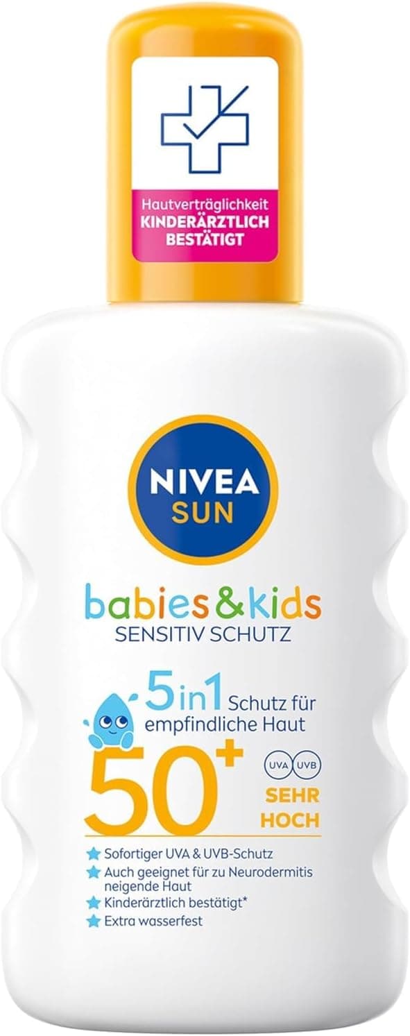 NIVEA SUN Kids Sensitiv | Spray solar FP50+ para crianças com pele sensível, 200 ml