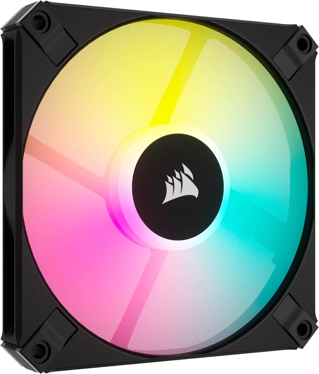 Corsair AF120 RGB SLIM, ventilador de 120 mm com rolamento dinâmico de fluidos PWM - perfil fino para caixas pequenas - até 2000 RPM - 8 LED RGB direcionáveis - unidade - preto