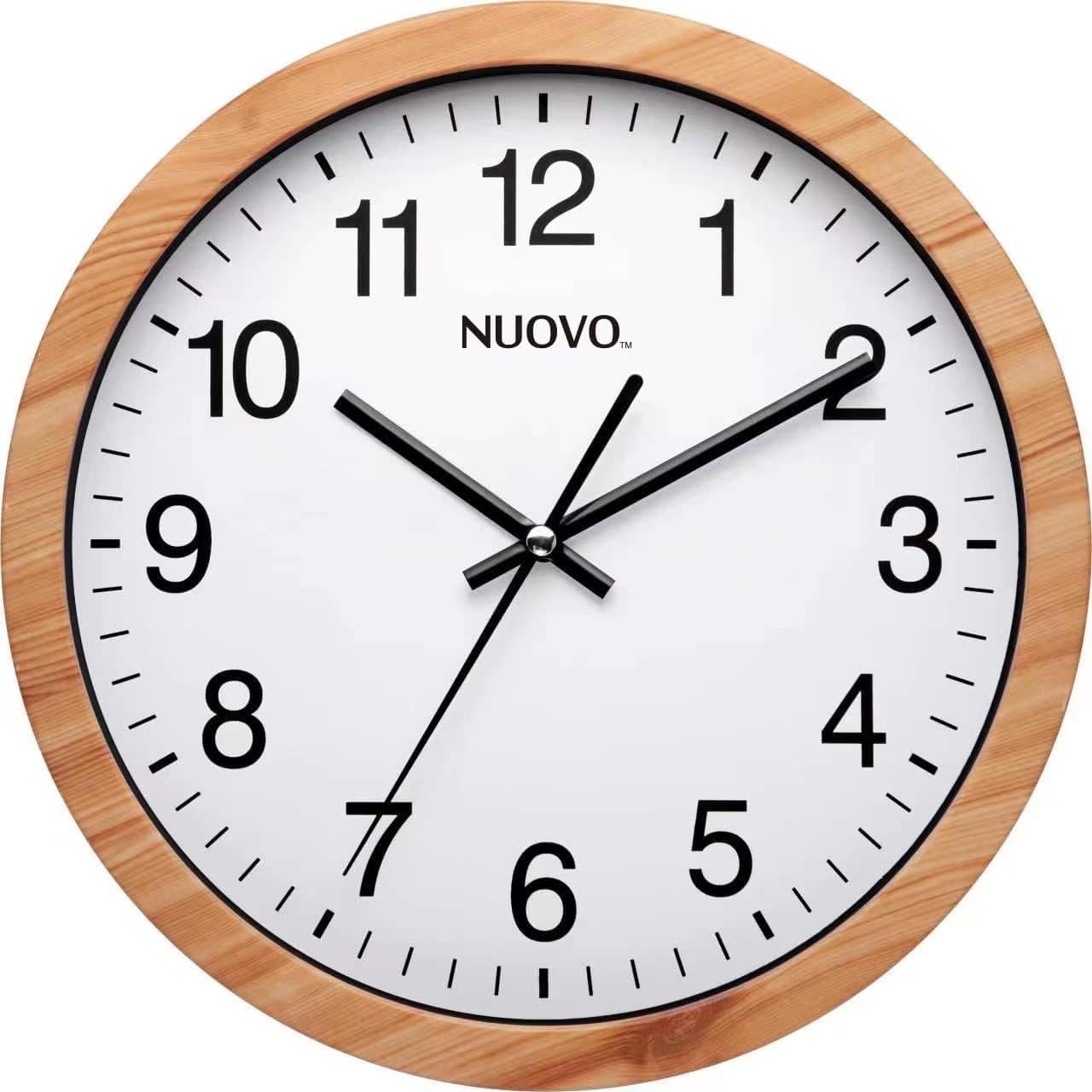 NUOVO 10 polegadas relógio de parede circular de madeira silencioso relógio de parede retro adequado para a cozinha do quarto da sala de estar (26 cm / 10 polegadas)