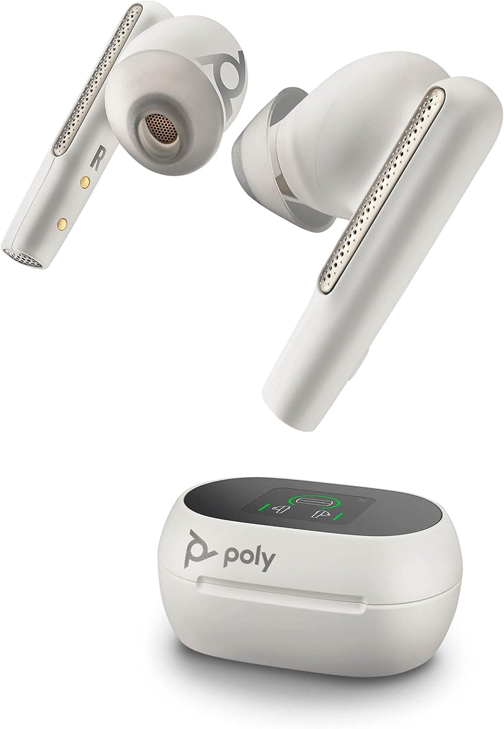 Poly Voyager Free 60+ Auriculares sem fios, microfones com cancelamento de ruído para chamadas animadas, cancelamento ativo de ruído (ANC), estojo de carregamento inteligente