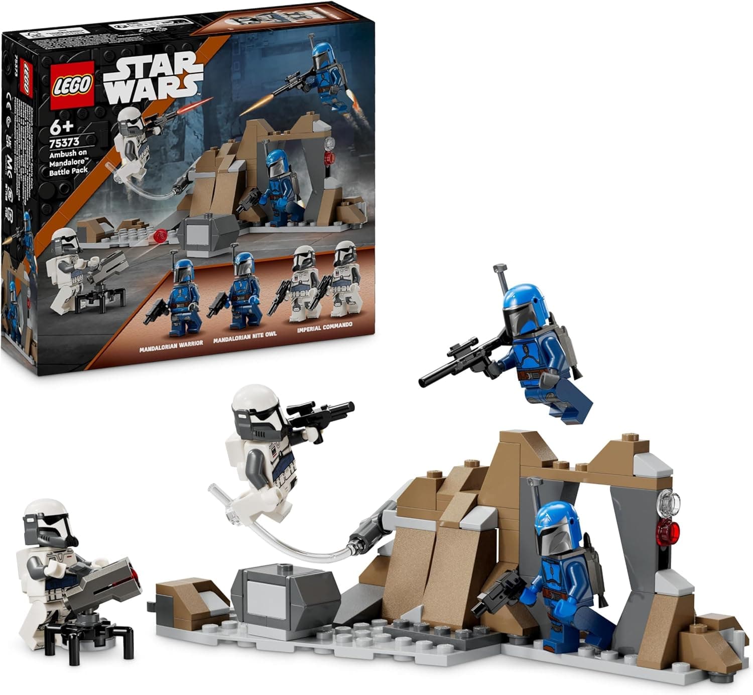 LEGO Star Wars: The Mandalorian Pack de combate: Emboscada em Mandalore, brinquedo de construção de fantasia com minifiguras, presente colecionável para meninos e meninas de 6 anos ou mais 75373