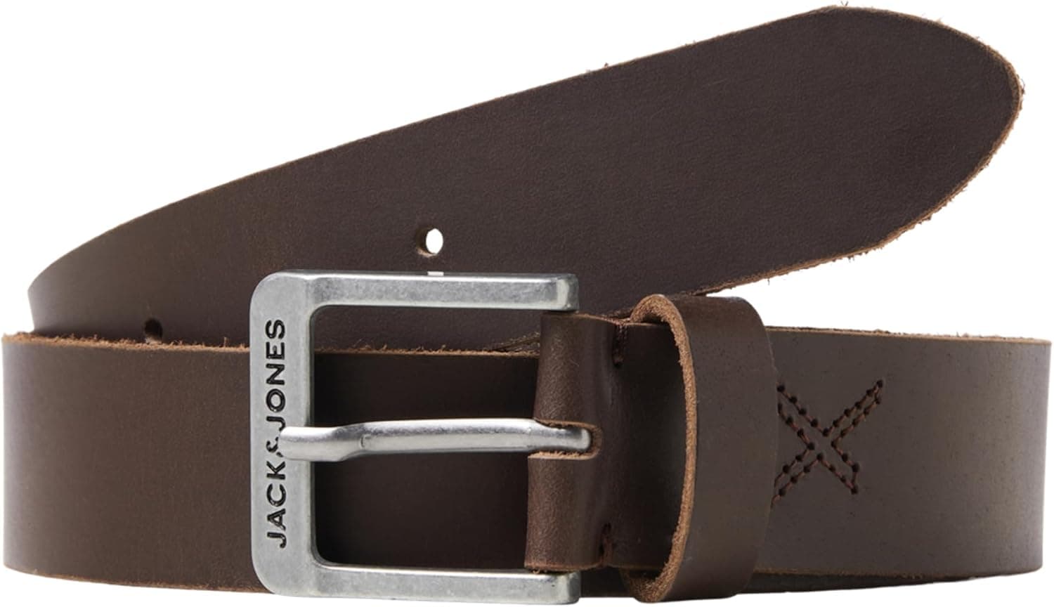 Jack & Jones Jacrock | Cinto masculino em couro genuíno com fivela metálica e acabamento liso