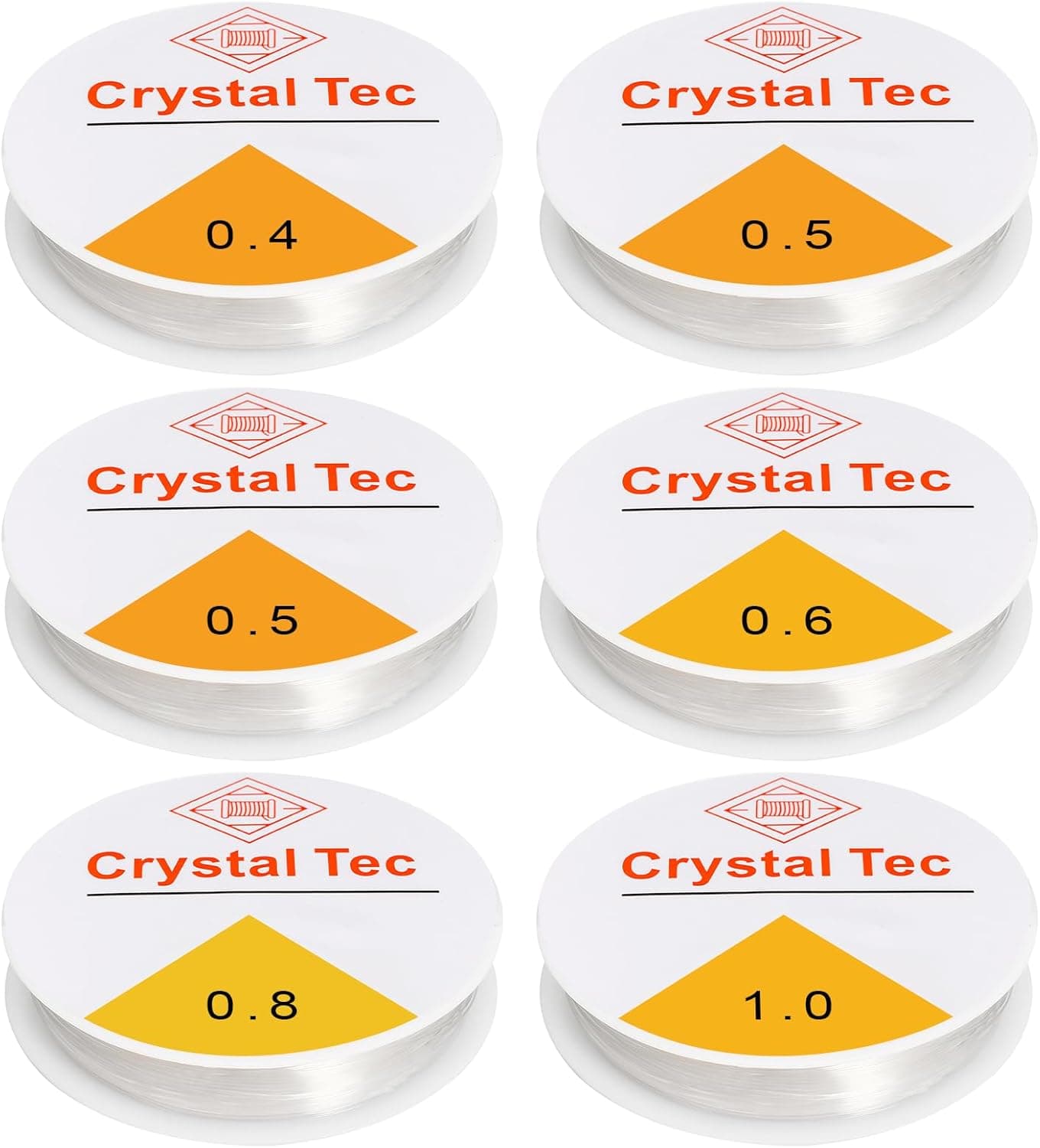 Fita elástica para pulseiras de 0,4 mm, 0,5 mm, 0,6 mm, 0,8 mm, 1 mm, cordão elástico transparente de nylon para pérolas (6 rolos)