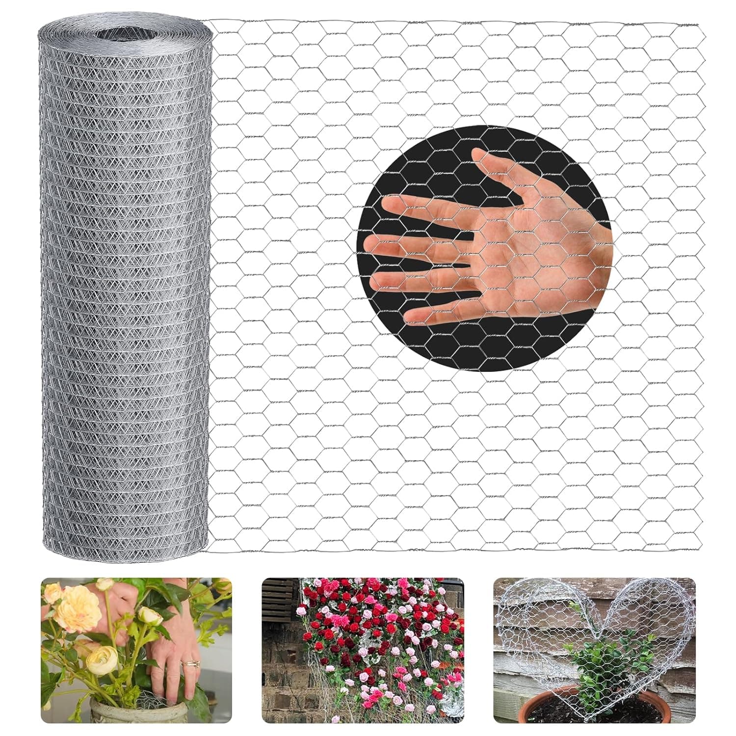 Lienffy Rede Galvanizada AGW 25/0,45 | Malha hexagonal de 12 m para proteção de jardim e projetos DIY