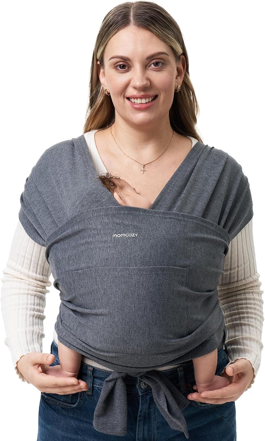 Momcozy Newborn Baby Wrap Carrier | Bolsa porta-bebé ajustável e respirável para crianças até 15 kg