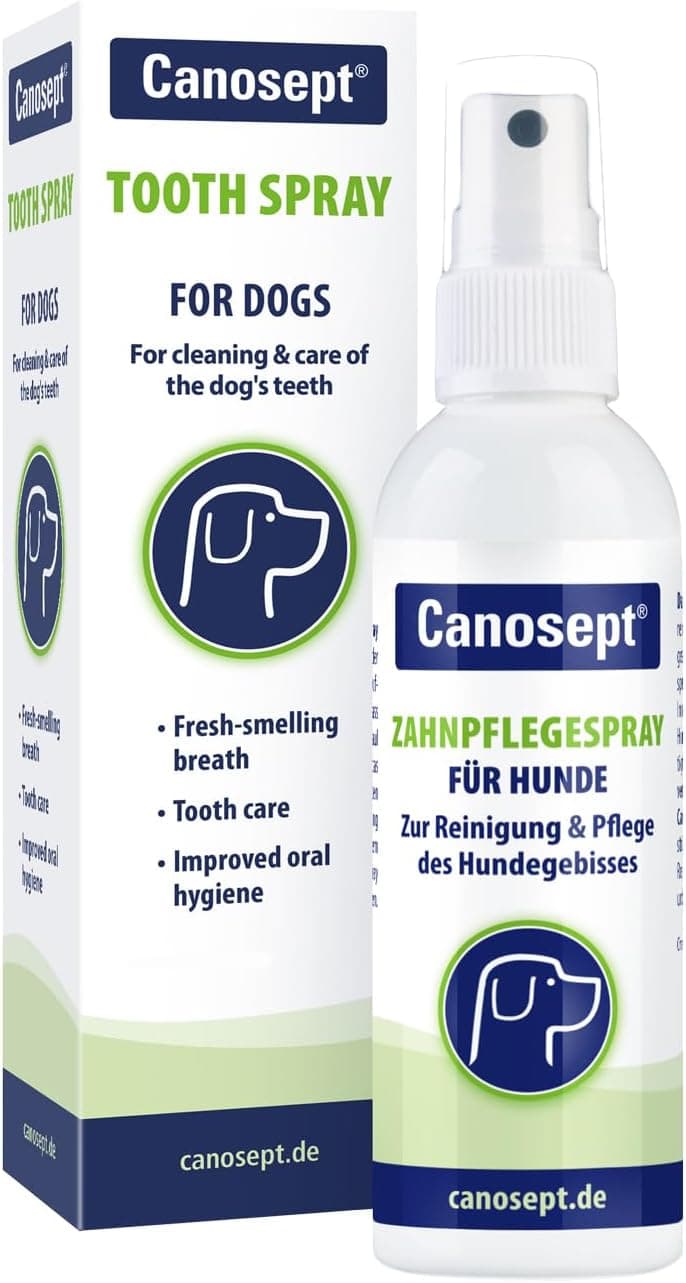 Canosept Spray de cuidado dentário 100 ml - cães dentários - Plaque off - Para uma limpeza dentária eficaz, cuidado dentário, higiene bucal - ajuda contra o mau hálito - para mau hálito de cães