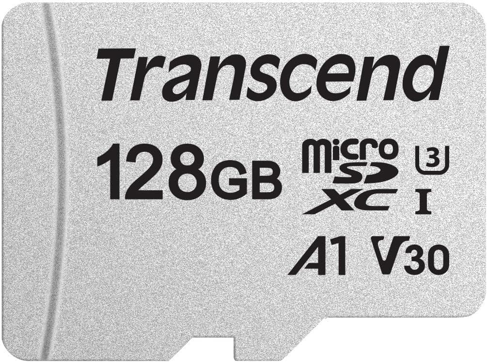Transcend Usd300S Cartão Microsd de 128 Gb, classe 10, V30, A1, até 95 Mbs de leitura, com adaptador SD