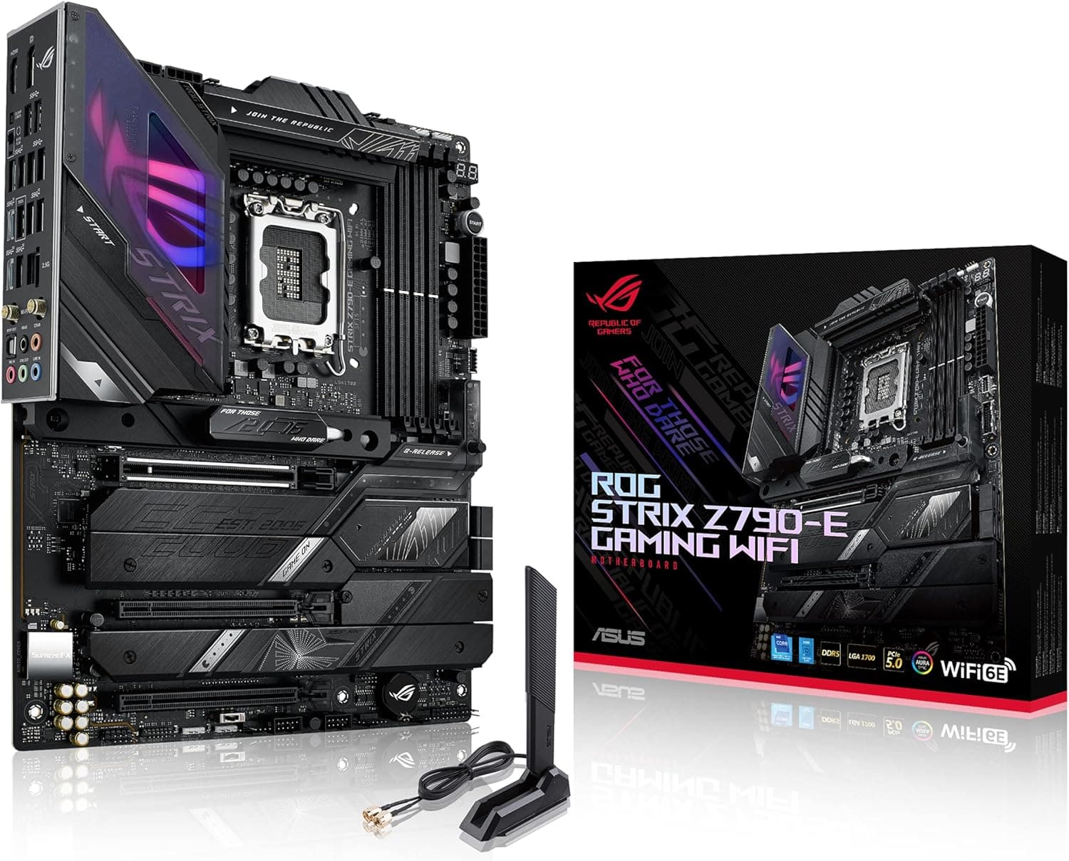 ASUS ROG Strix Z790-E Gaming WiFi 6E LGA 1700 (Intel® 12ª y 13ª generación) Placa base para juegos ATX (PCIe 5.0, DDR5.18+1 etapas de alimentación, 1xPCIe 5.0 M.2, puerto USB 3.2 del panel frontal)