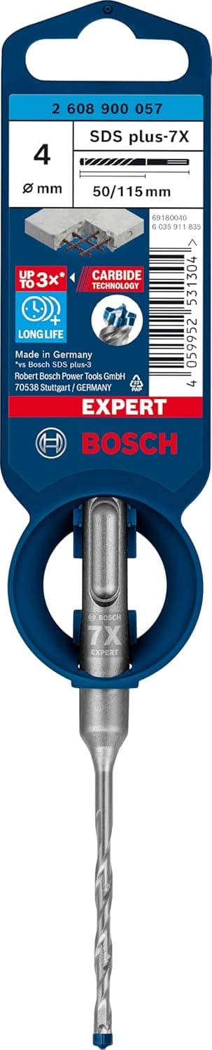 Bosch Professional 1 x broca para martelo Expert SDS plus-7X (para betão armado, Ø 4,00 x 115 mm, acessórios martelo perfurador rotativo)