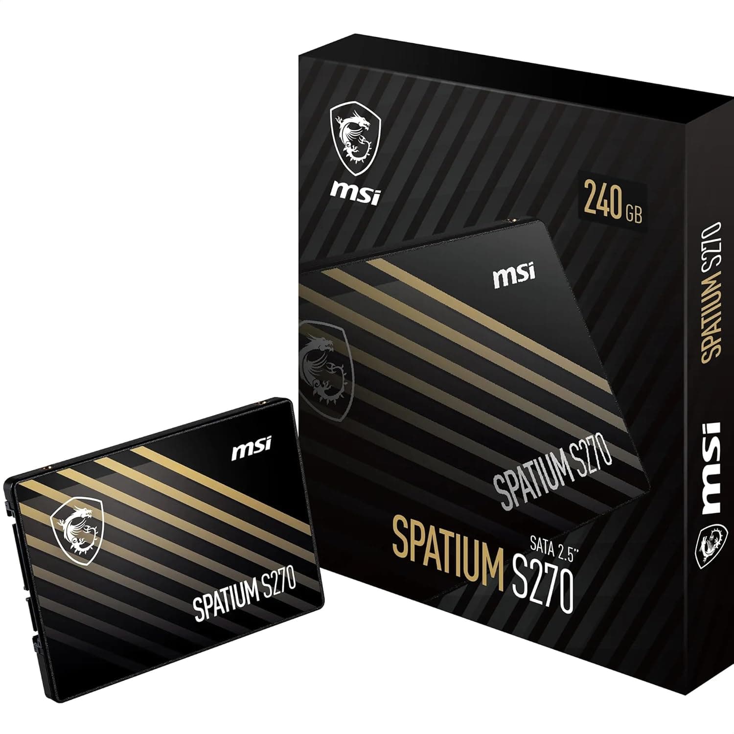 MSI SPATIUM S270 SATA 2,5" Disco rígido SSD de 240 GB (SATA III 6 Gbps, 100,20 mm x 69,85 mm x 7,00 mm, leitura 500 MB/s, escrita 400 MB/s), preto