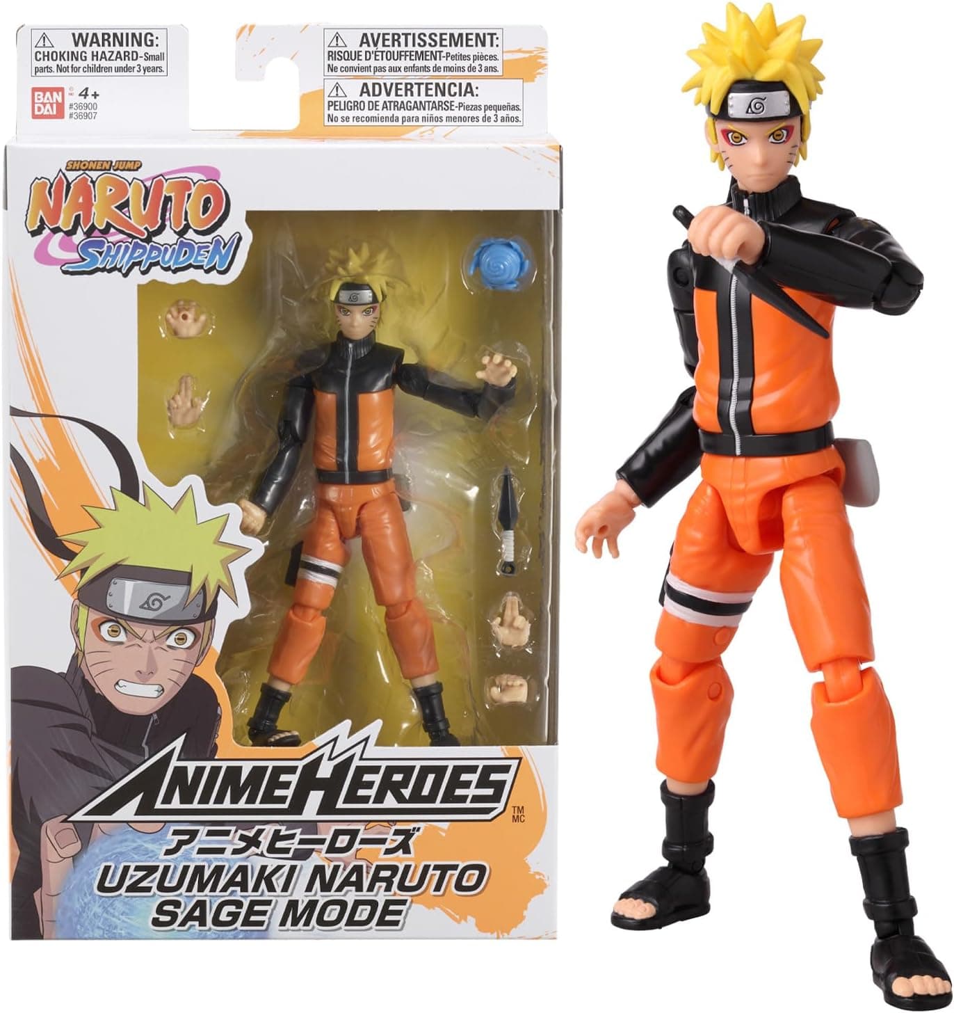 BANDAI - Naruto Anime Heroes figura de ação Naruto Uzumaki Rasengan 17 cm - 36907 multicor - Figuras articuladas - Adquira os seus heróis favoritos do mundo de Naruto.