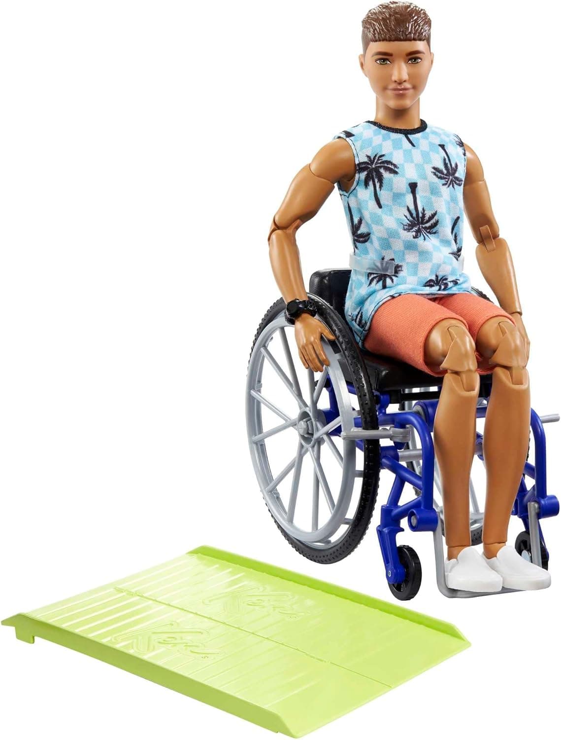Barbie Ken Fashionista boneca com cadeira de rodas, rampa e acessórios de moda, brinquedo + 3 anos (Mattel HJT59)