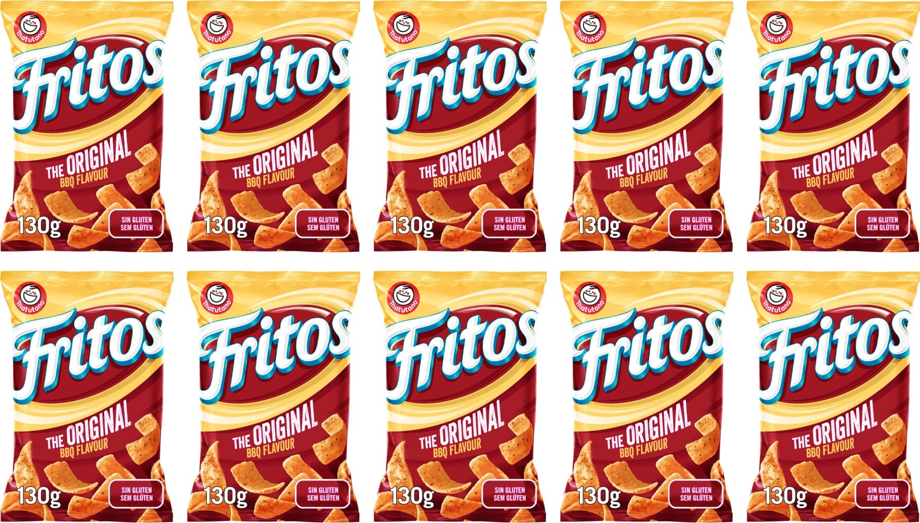 Matutano Fritos Original | Snack sabor barbecue em embalagem de 130 g x 10