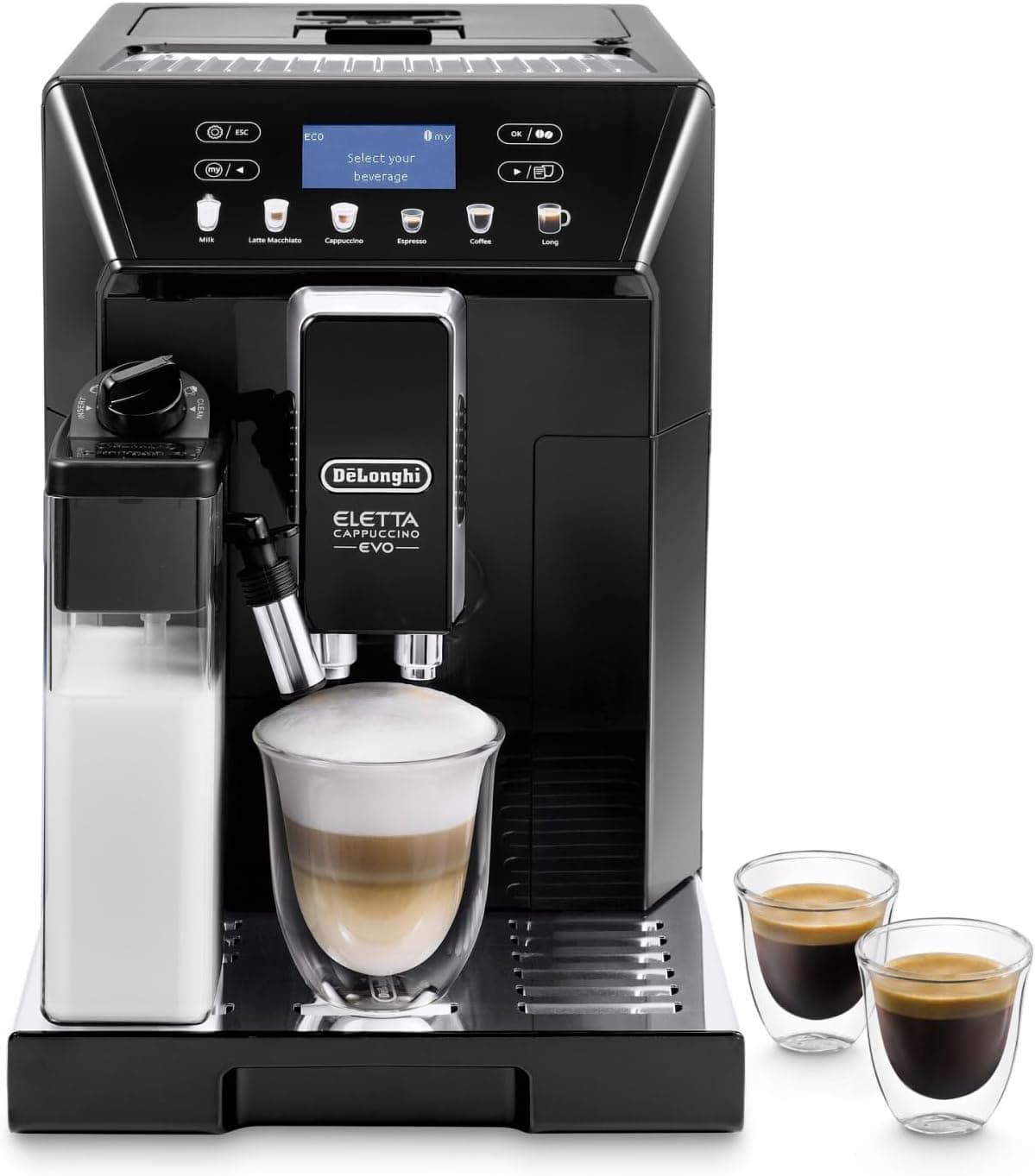 De'Longhi Eletta Cappuccino, máquina automática de café em grão, expresso, máquina de café, ECAM46.860.B, preto