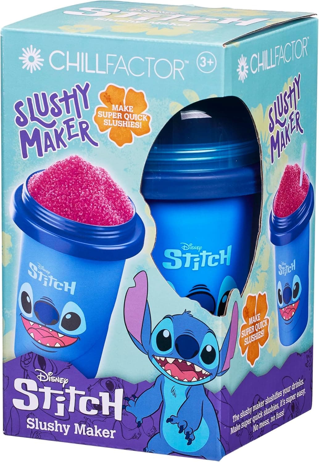 ChillFactor- Ponto Disney Slushy Maker - máquina reutilizável com design de personagens de Stitch, granizados caseiros, cor azul (Character Options Ltd 08258)