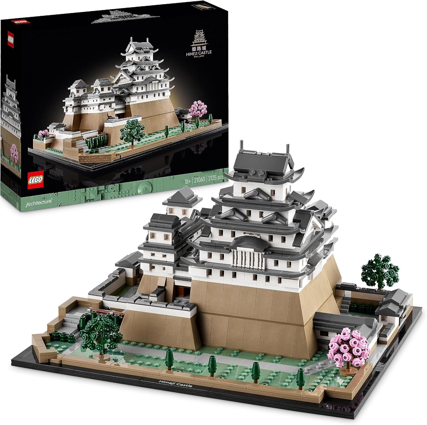 LEGO 21060 Architecture Castelo de Himeji, conjunto de construção de casacos para adultos, presente para fãs de jardinagem criativa e cultura japonesa, inclui cerejeiras em flor construíveis