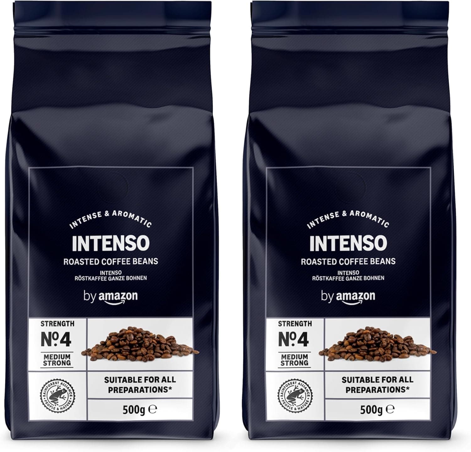 by Amazon - Café em grão natural café intenso, torrado claro, caféinado, 500 g, (pacote de 2), certificado Rainforest Alliance