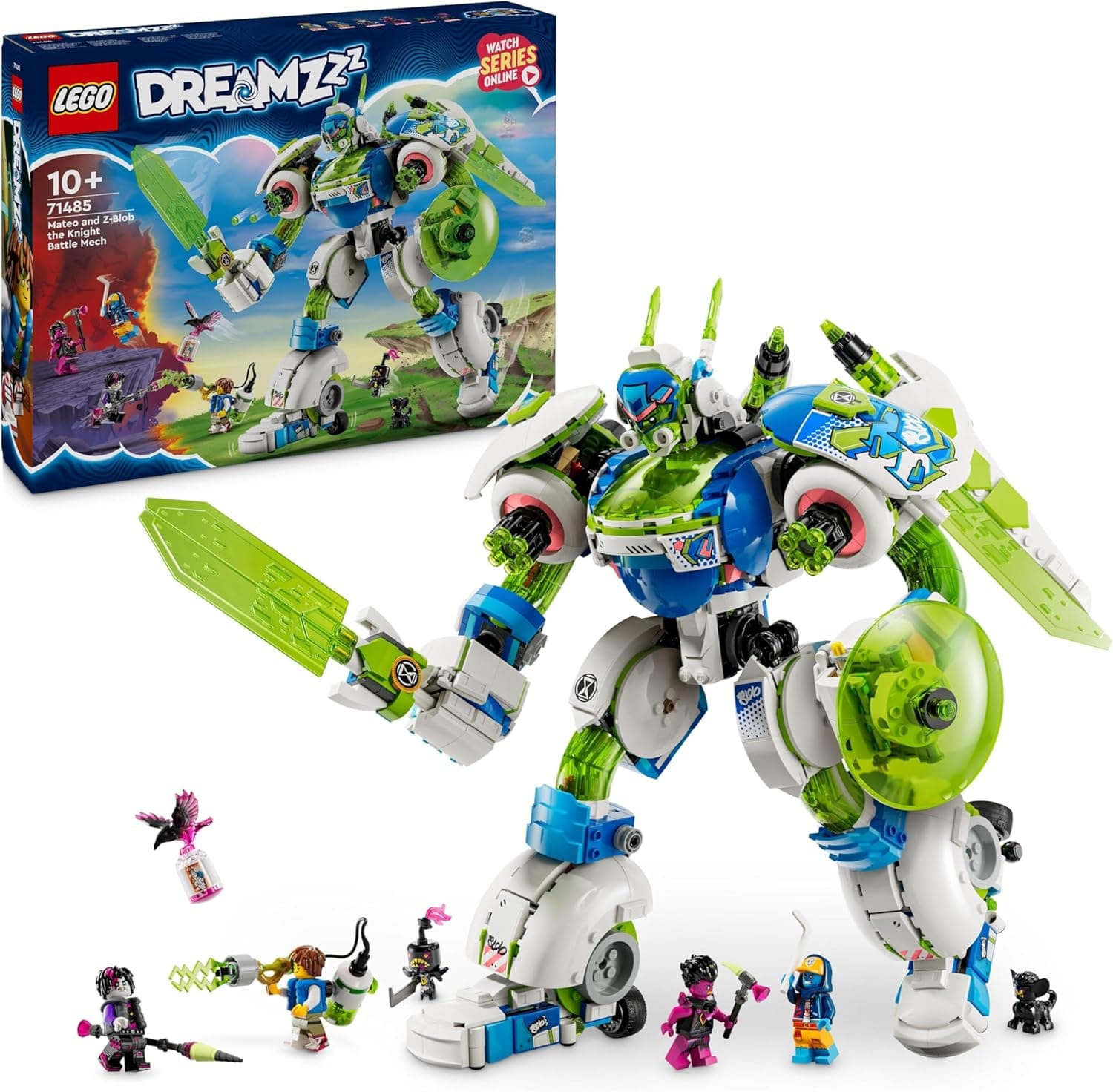 LEGO DREAMZzz 3 em 1 Mateus e Z-Blob cavalheiro eca de combate robô e lançadeira espacial de brinquedo de construção, presente para meninos e meninas de 10 anos ou mais