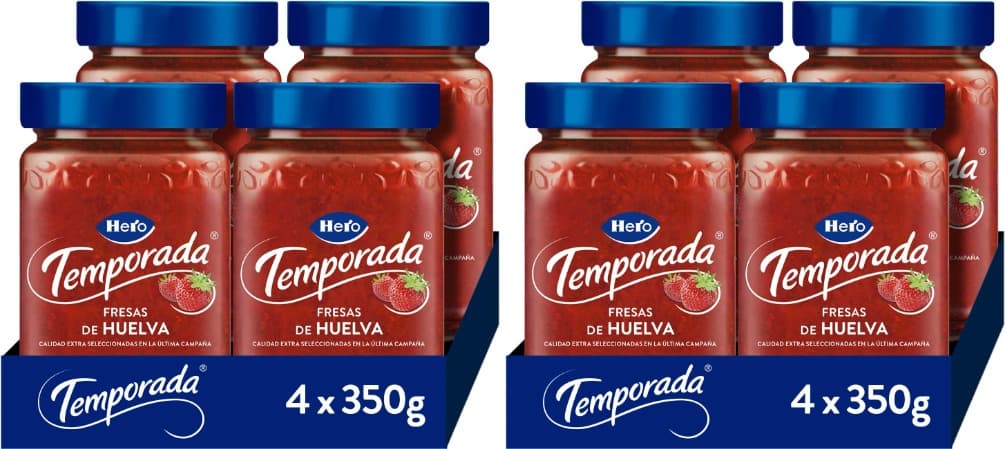 Hero Compota de temporada de morango, 350 g x 8