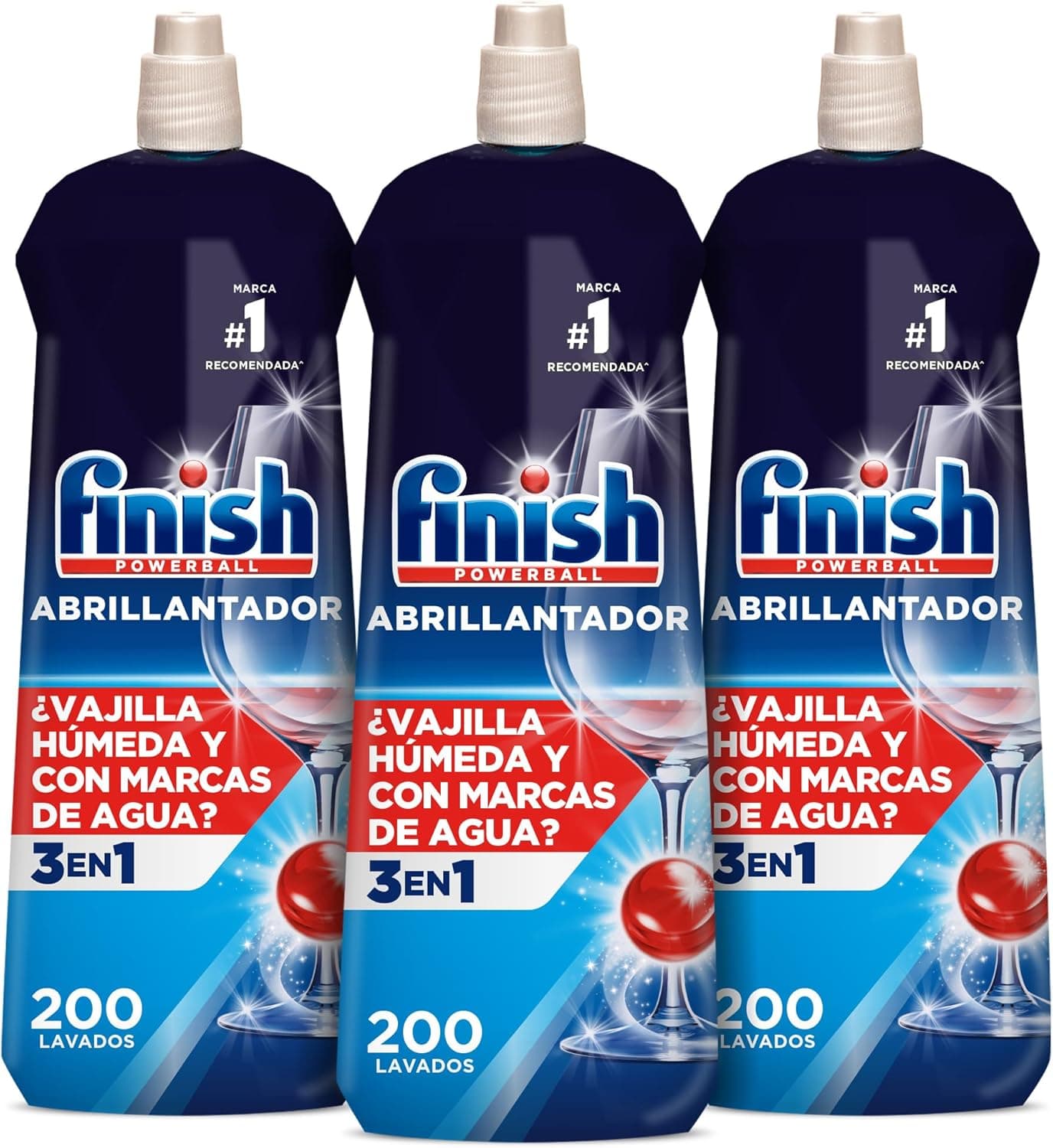 Finish Abrilhantador para máquina de lavar loiça, 800 ml x 3, 600 lavagens