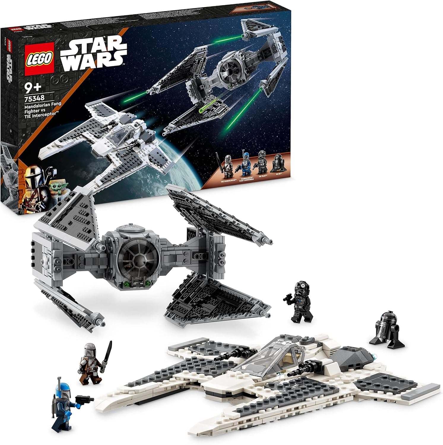 LEGO 75348 Star Wars caça à presilha mandaloriano vs. Interceptor Tie, brinquedo de construção com 3 mini figuras, dróide e espada escura, presente colecionável para crianças