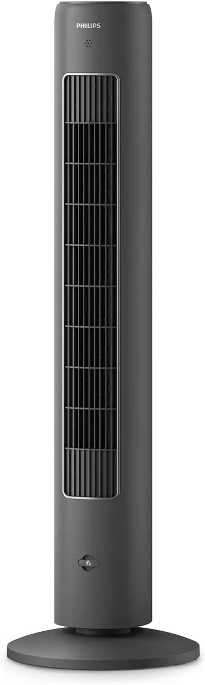 Philips Ventilador de torre série 5000, altura de 105 cm, oscilação, controlo remoto, temporizador, 3 modos, 40 W, fluxo de ar potente e silencioso, preto