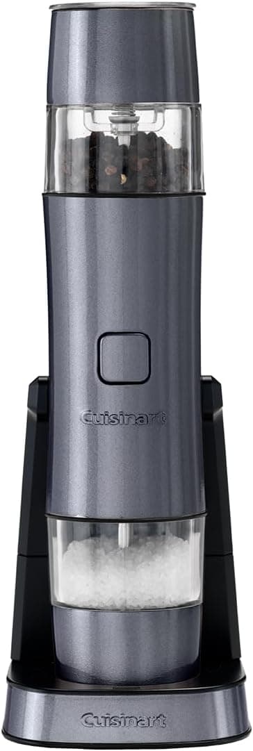 Cuisinart Conjunto moedor elétrico de sal e pimenta | moedor recarregável | 20 min de carga | tampa medidora, moagem ajustável, moinho elétrico de sal e pimenta Cuisinart | azul