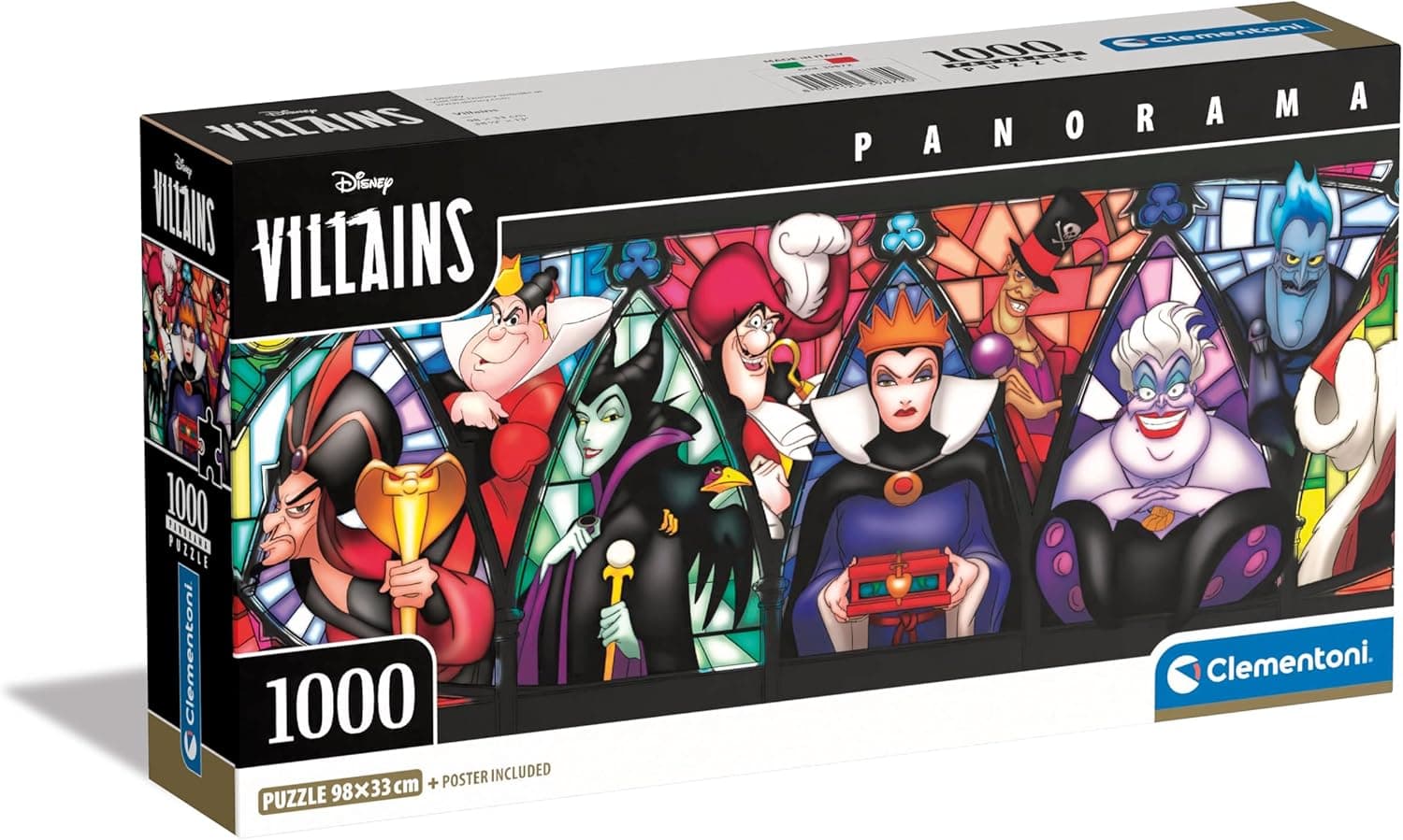Clementoni Classic Disney Villains Puzzle de 1000 peças Panorama, quebra-cabeças para adultos, entretenimento, 39872, multicolorido