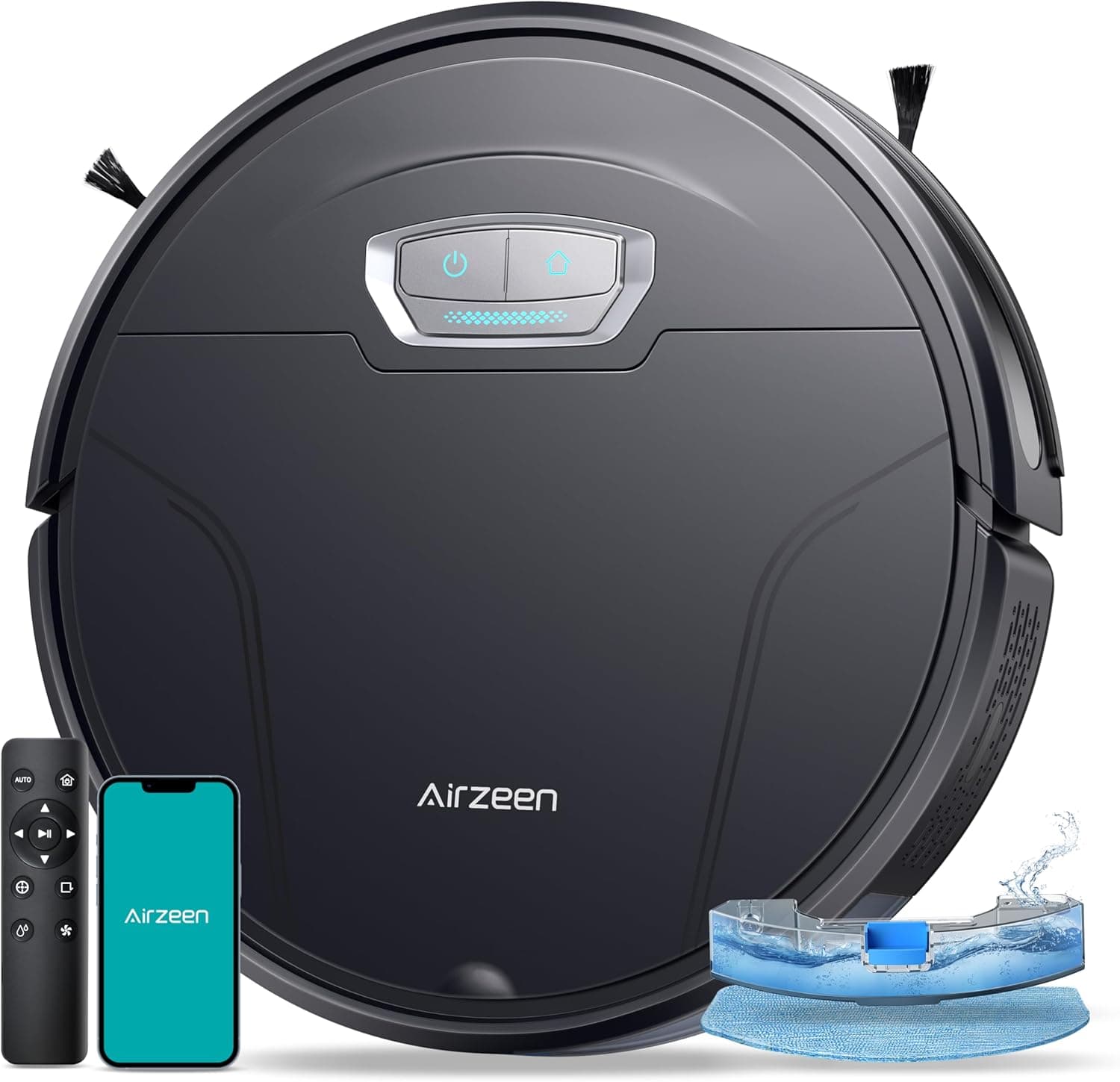 Airzeen Robot aspirador e lavatório de chão, 4500 pa sucção ultra forte, com Auto Carpet Boost, Alexa/WiFi/App, aspirador robot super fino, ideal para pêlos de animais de estimação, chão (G20 Pro)