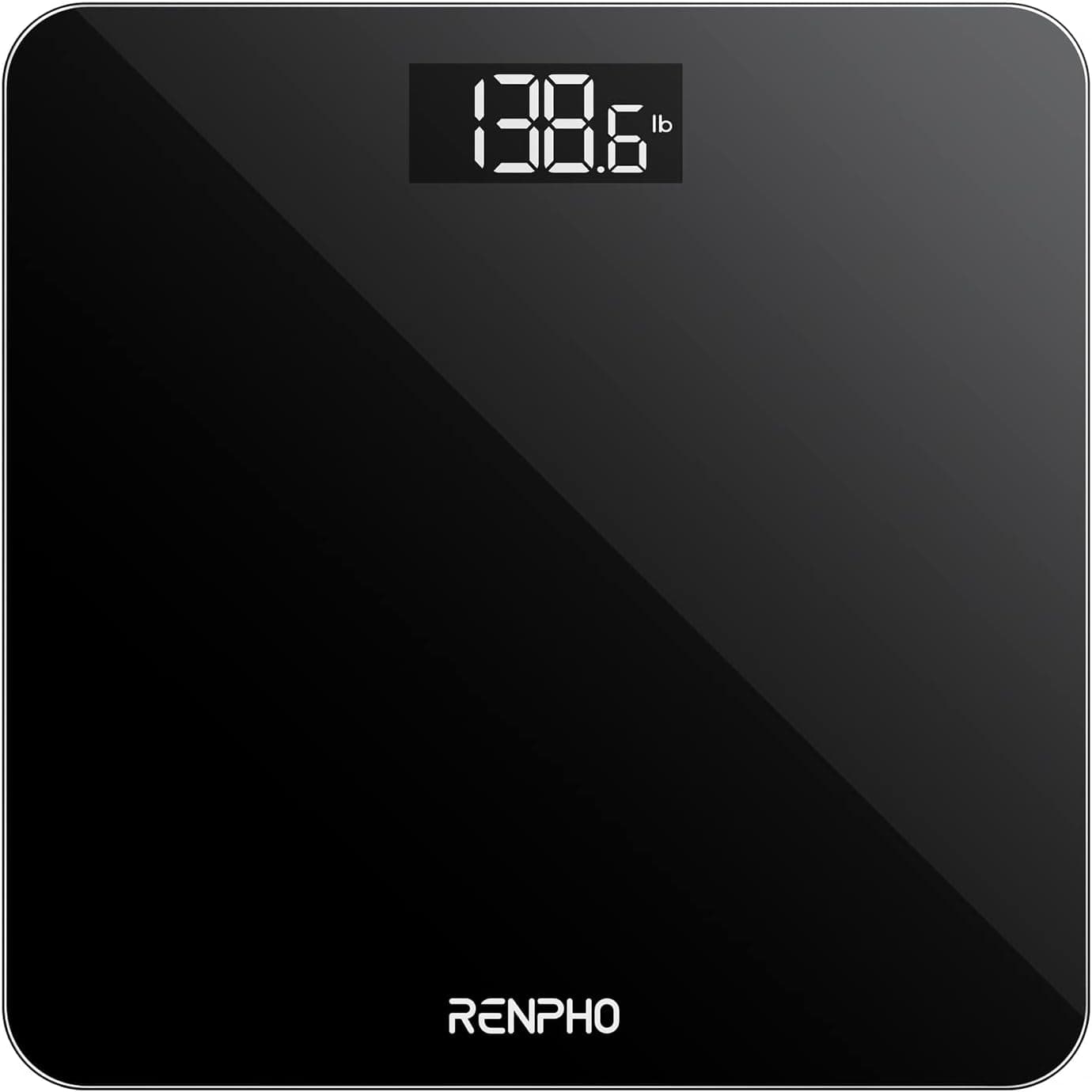 Balança de casa de banho digital RENPHO, balança de peso corporal de alta precisão com ecrã iluminado, graduação de 0,1 lb (50 g) precisão, tecnologia Step-On, 180 kg/400 lb, preto, Core 1S