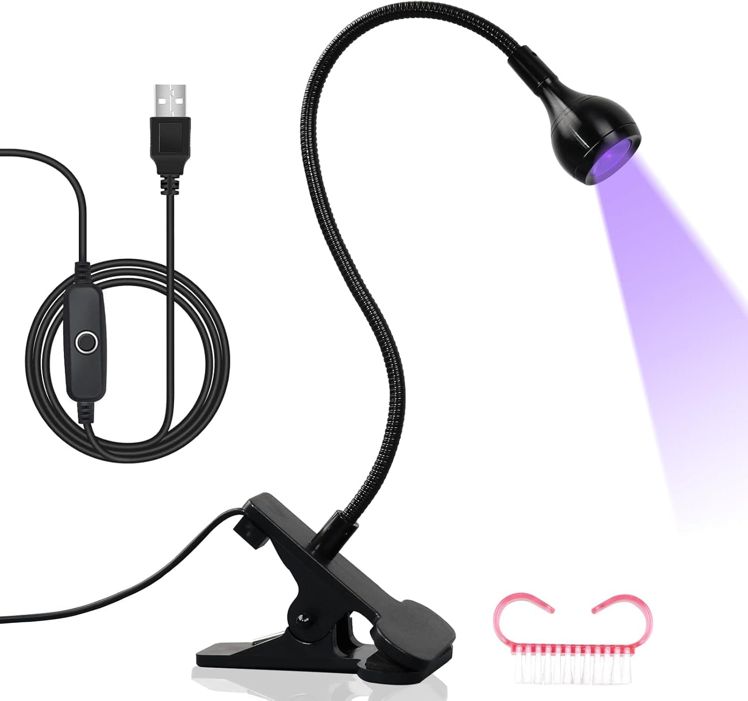 ANGNYA Secador de unhas UV, 3 W USB candeeiro de cola UV LED luz com clipe e interruptor, para reparação de telefones e placas de circuitos