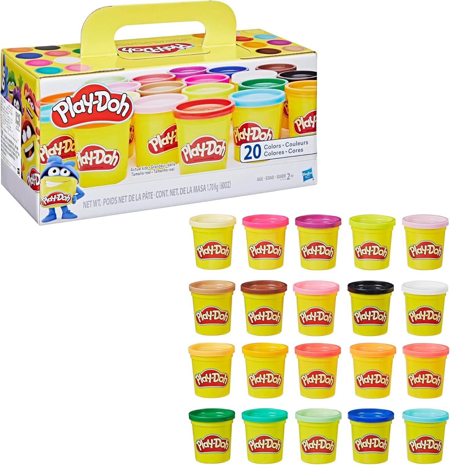 Play-Doh Plasticina colorida, 20 frascos de cores diferentes