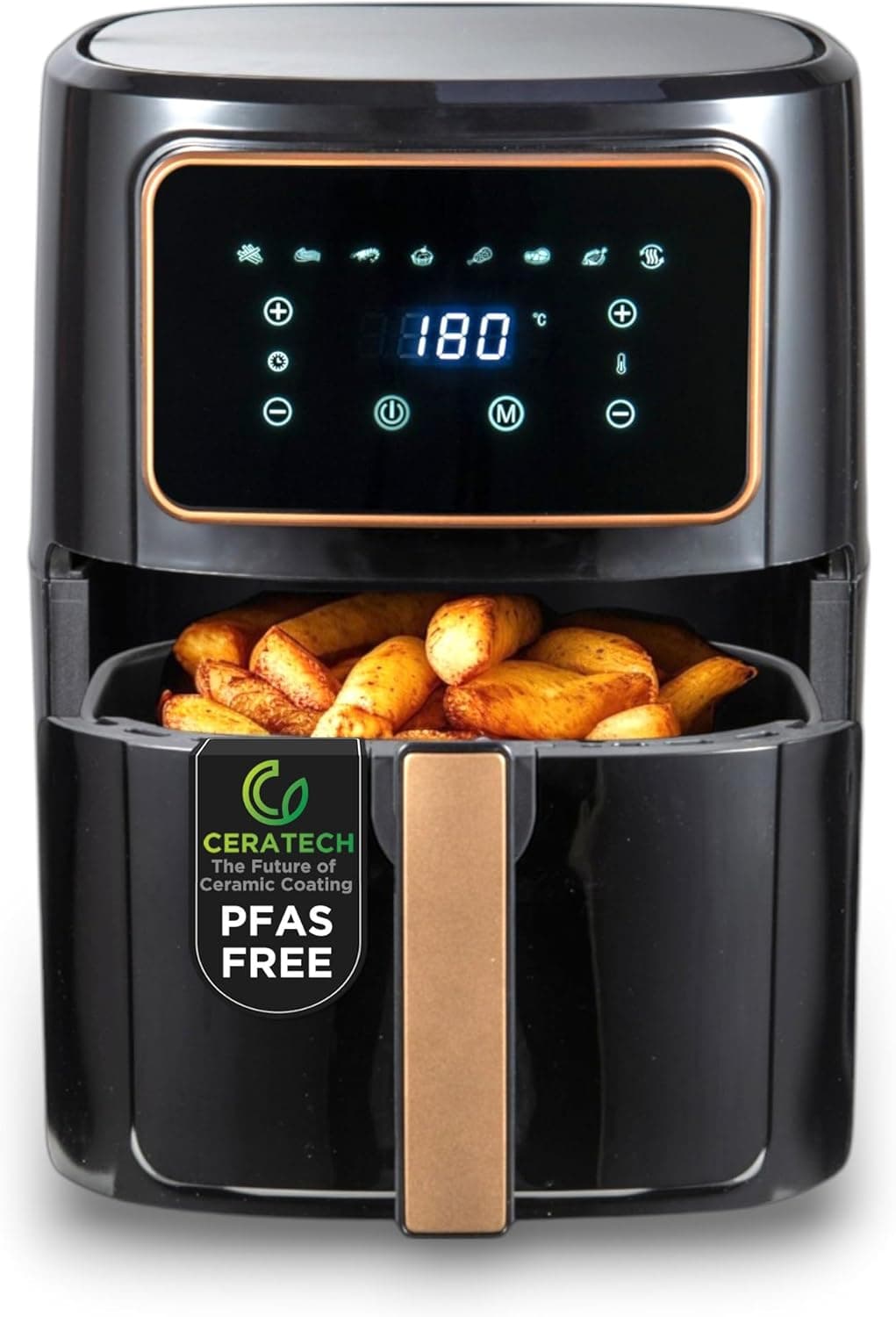 Bergner COPPERLY | Fritadeira de ar 1800 W 6,9 L com 8 programas e revestimento cerâmico