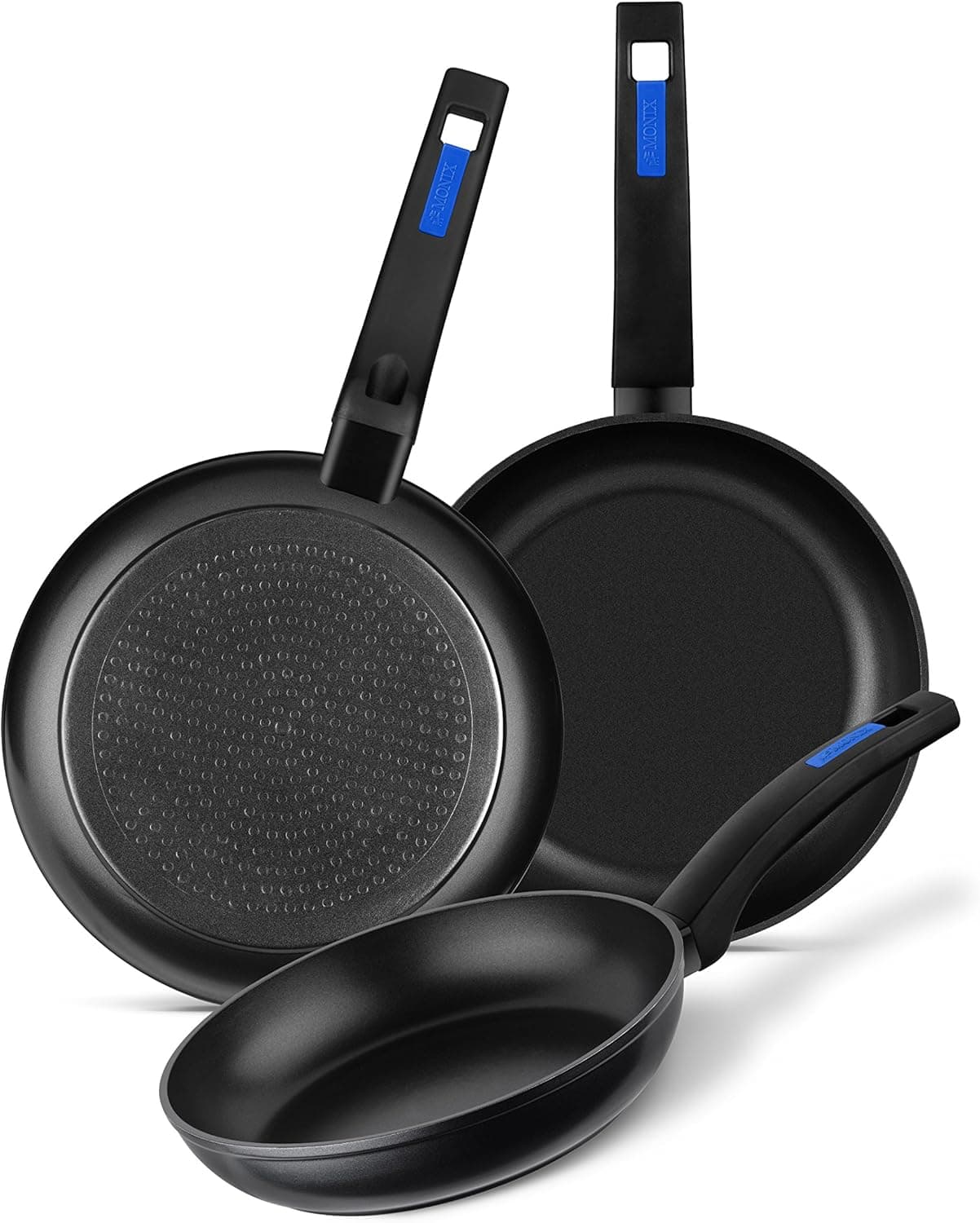 Monix M811200 MB Martin Berasategui Conjunto de 3 frigideiras, alumínio forjado com antiaderência sem PFOA, aptas para máquina de lavar louça, preto, 18-22-26 cm