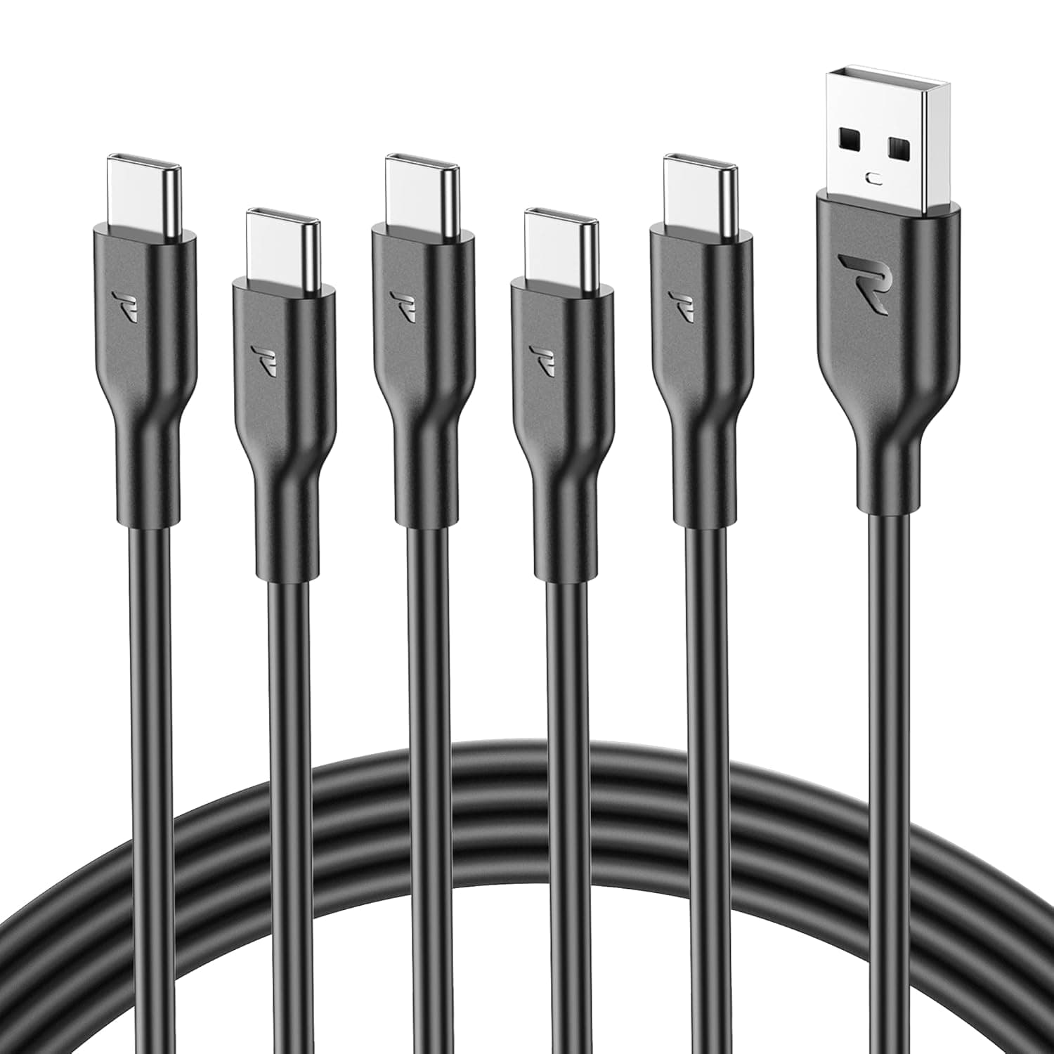 RAMPOW Cabo USB-C de carregamento rápido de 1 metro, pack de 5 cabos