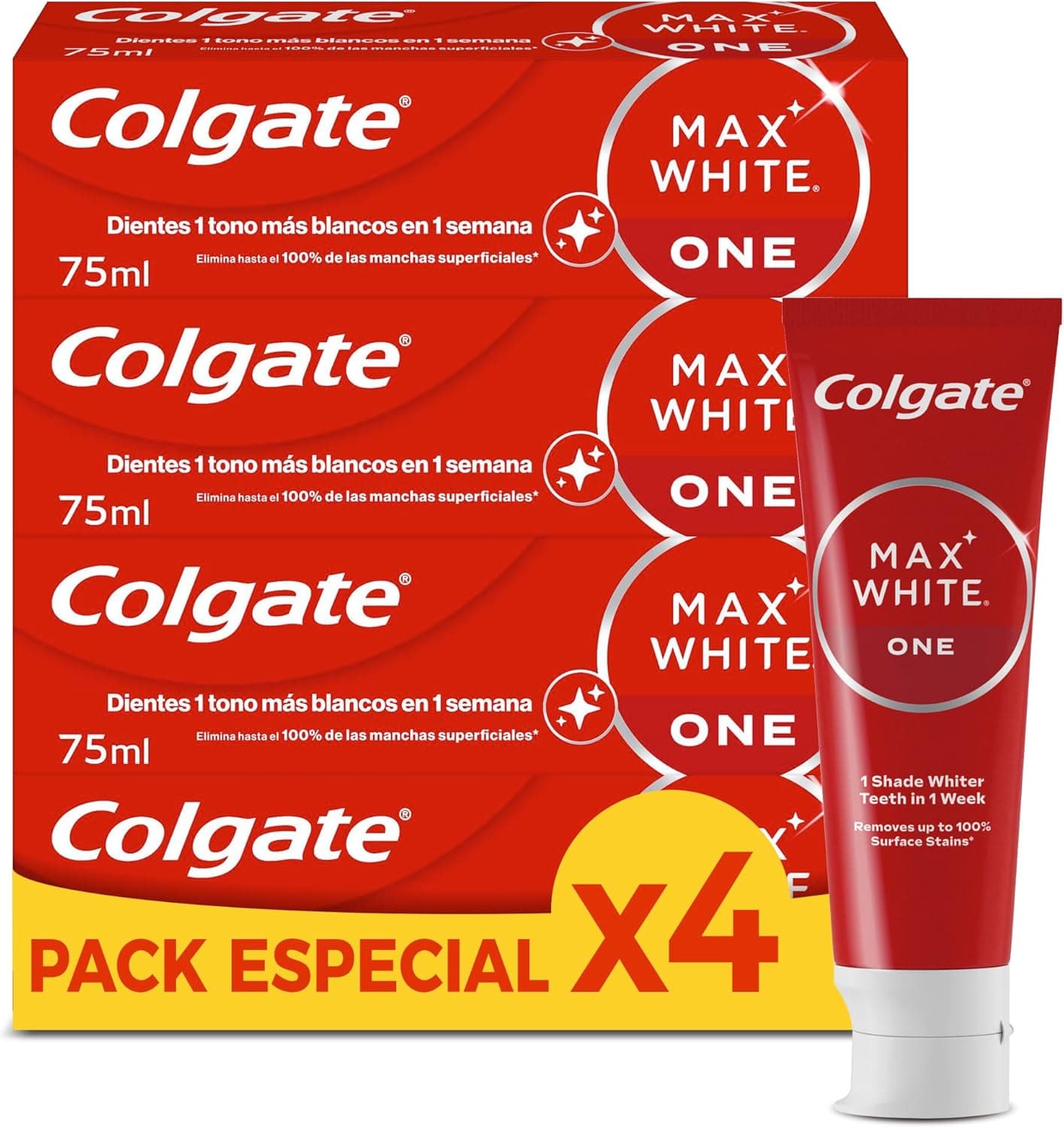 Colgate Max White One Pasta de dentes branqueadora, 4 x 75 ml
