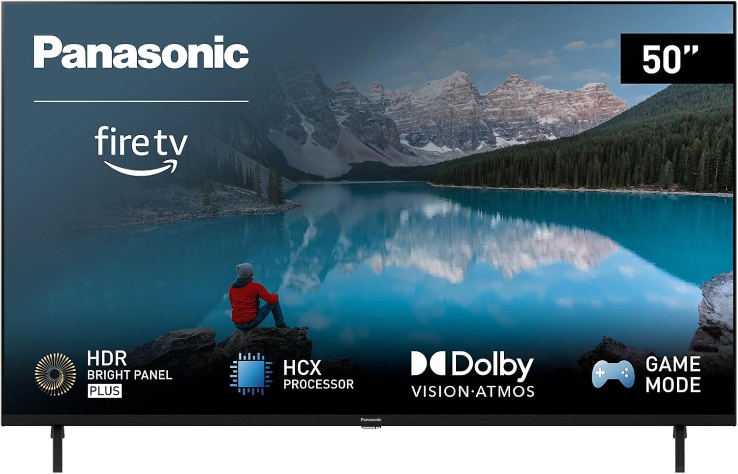 Panasonic TX-50MX800E, Smart TV LED 4K Ultra HD de 50 polegadas, alta gama dinâmica, Dolby Atmos e Dolby Vision, Fire TV, Prime Video, Alexa, Netflix, modo de jogo, cor preta