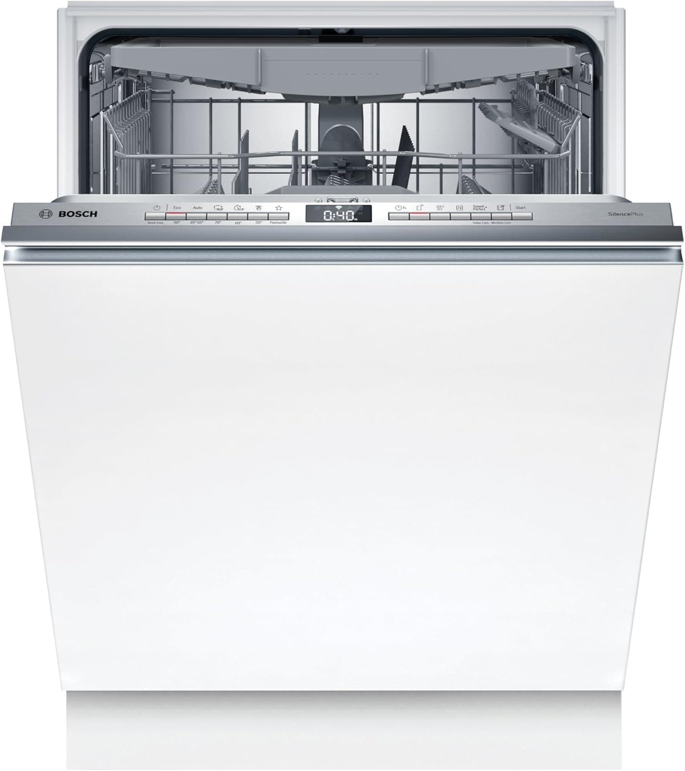 Bosch - Lava-louças totalmente integrada, série 4, 60 cm. de largura, 14 serviços, 3ª bandeja, motor Eco Silence, Home Connect, branco, SMH4ECX28E