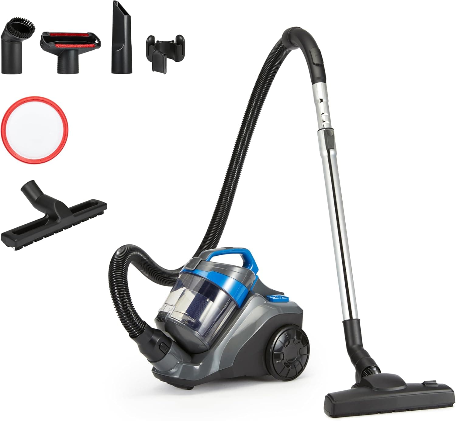 Amazon Basics | Aspirador compacto sem saco 1,7 L com filtro HEPA e bocal de tripla ação para alcatifas e pisos duros
