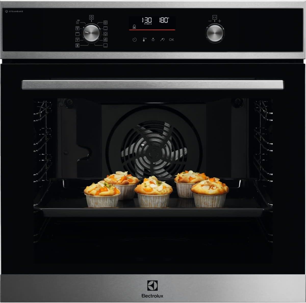 Electrolux EOD6P77X Forno multifunções a vapor com limpeza pirolítica, 11 funções, 45 programas automáticos, cozedura uniforme multinível, onda térmica, aquecimento rápido, display LED, Inox