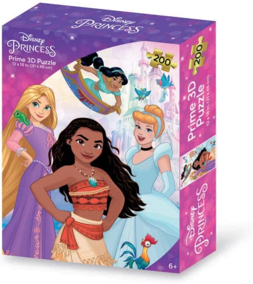 Grandi Giochi - Disney Princesas puzzle lenticular vertical, com 200 peças incluídas e pacote com efeito 3D-PUN01000 (PUN01000)
