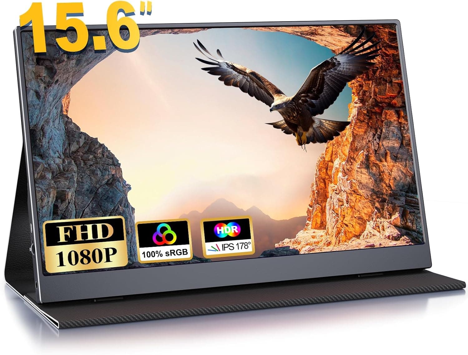 COOLHOOD Monitor portátil, 15,6 polegadas, ecrã portátil 1080P FHD, monitor portátil 100 % SRGB, ecrã portátil USB C/Mini HDMI, para telemóvel / PC/PS5