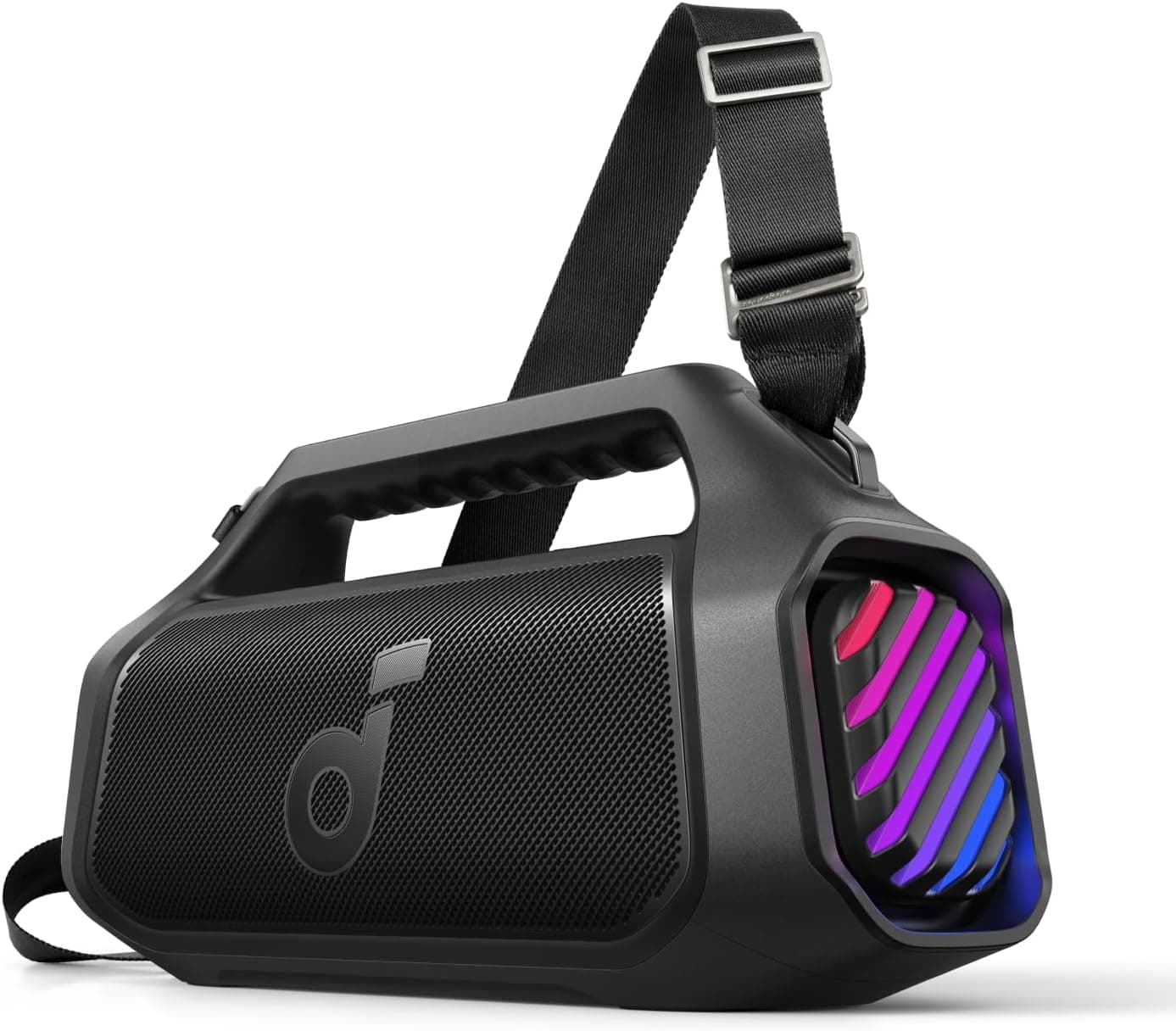 Soundcore Boom 2 Plus Altifalante Bluetooth potente, 140 W com 2 2 canais estéreo, BassUp 2.0, carregamento rápido de 30 W, 20 h de automonomia, IPX7, flutuante, luzes RGB, USB-C, EQ personalizado