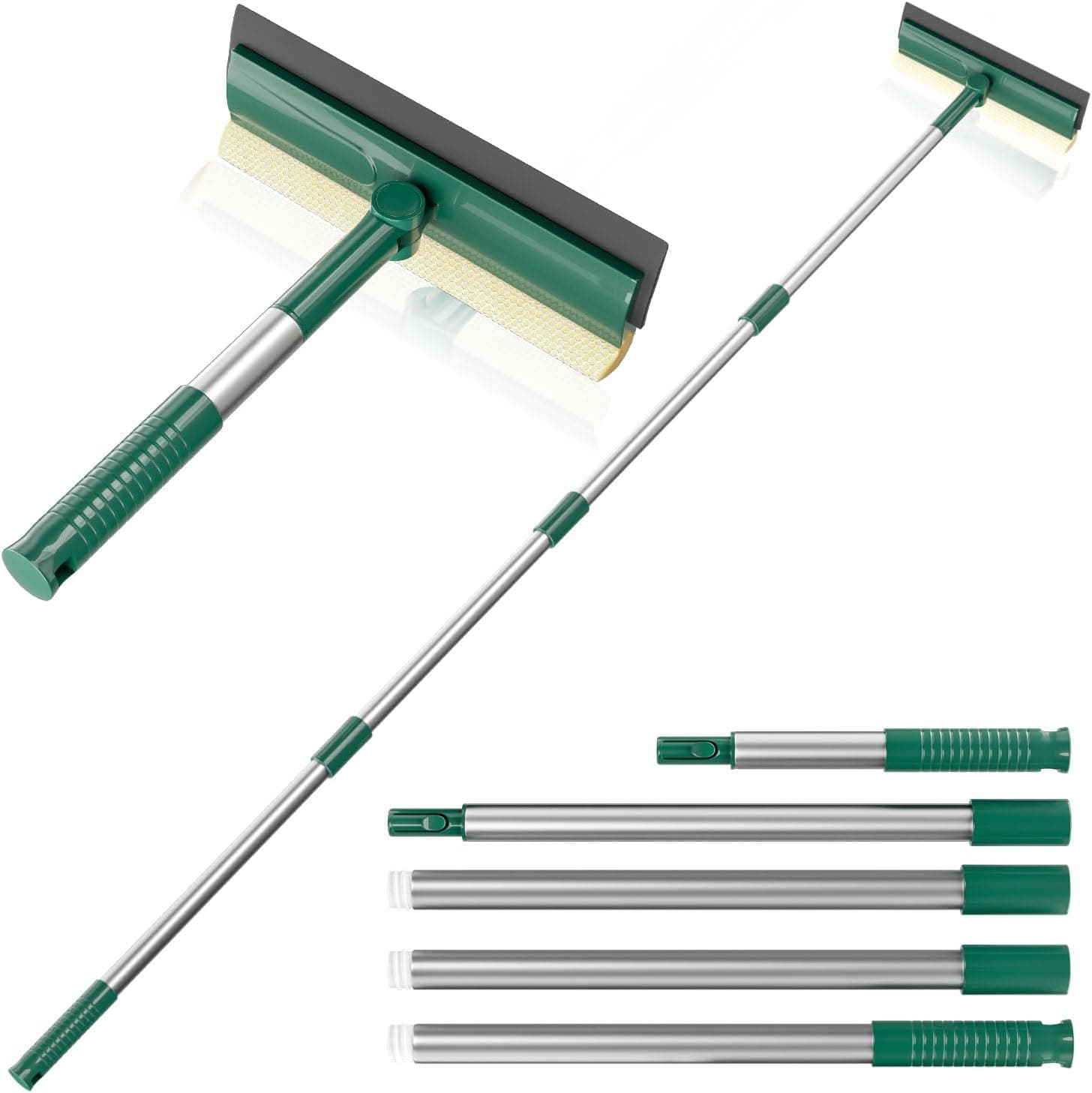 BURFERLY | Limpa-vidros 2 em 1 com cabo extensível de 152 cm e cabeça de escova substituível