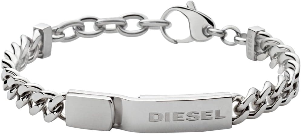 Diesel Pulseira masculina de aço inoxidável com fecho de lagosta 