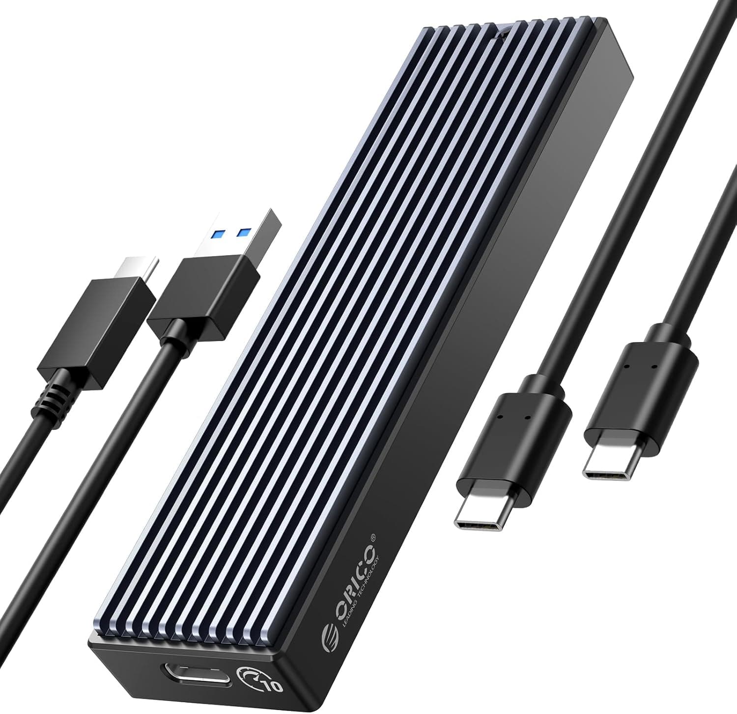 ORICO Capa SSD M.2 NVMe, adaptador externo USB C USB 3.2 Gen2 10Gpbs a M.2 PCIe caixa para discos rígidos 2230/2242/2260/2280 M-Key, com UASP-M2PV
